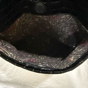 Brighton Black Crossbody Bag with Patterned Interior